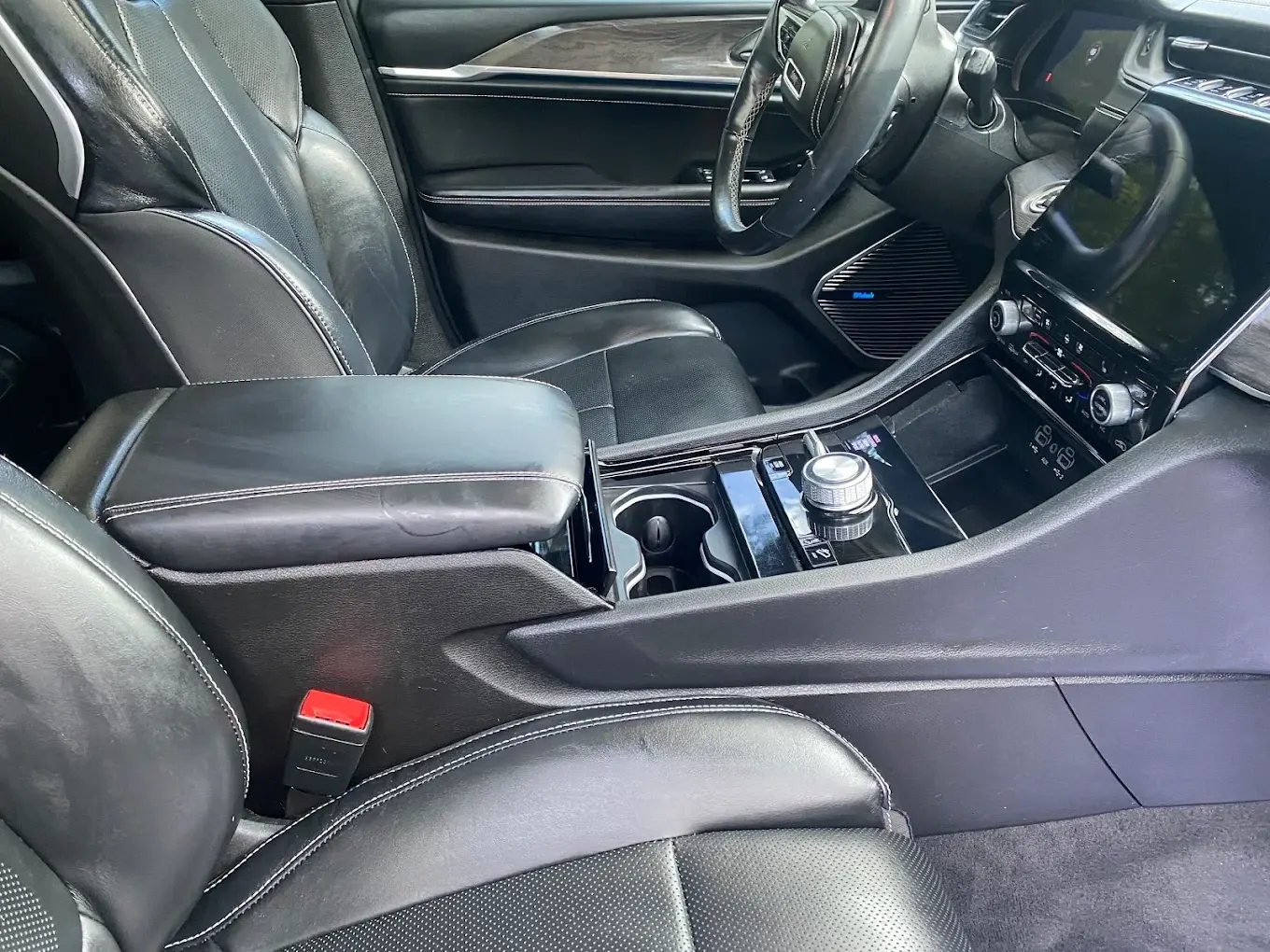 Clean black leather seats and center console